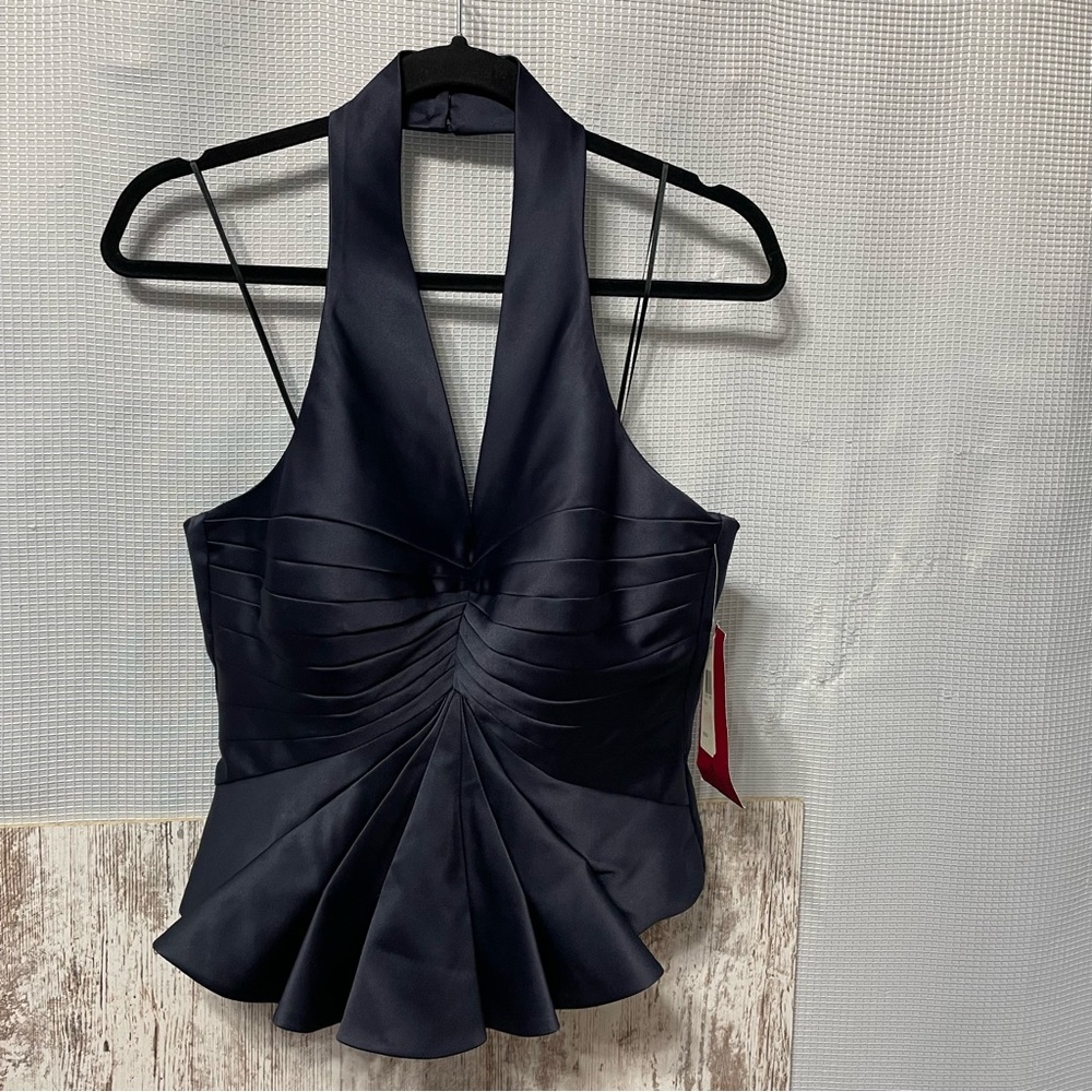 NWT JS Collection Evening Wear Navy Halter Top Size 8